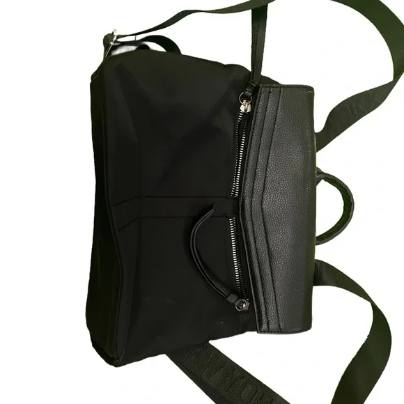 EUC Botkier Blk Faux Leather and Canvas Backpack great commuter bag Nylon straps - Picture 5 of 6